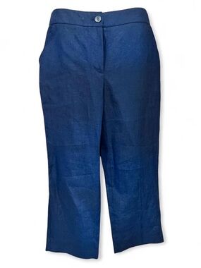 NEW Talbots Navy Linen Lightweight Cottagecore Preppy Coastal Pants / Trousers